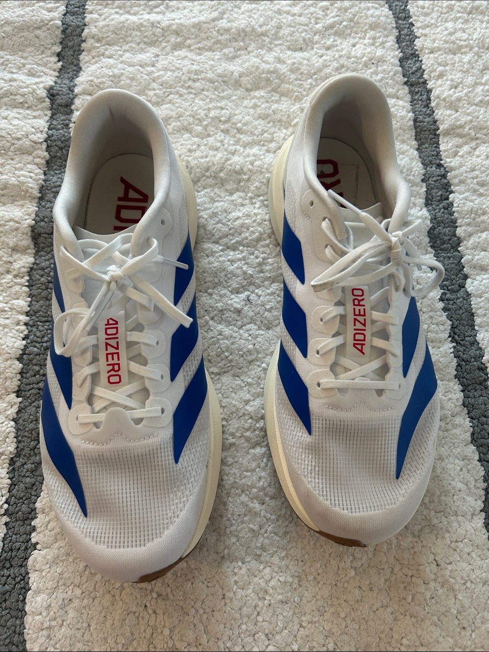 adidas Adizero White & Blue Men's Athletic Running Shoes